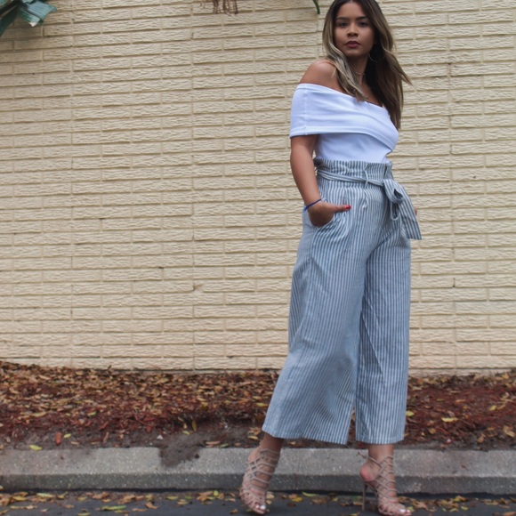 Pants - Striped culottes